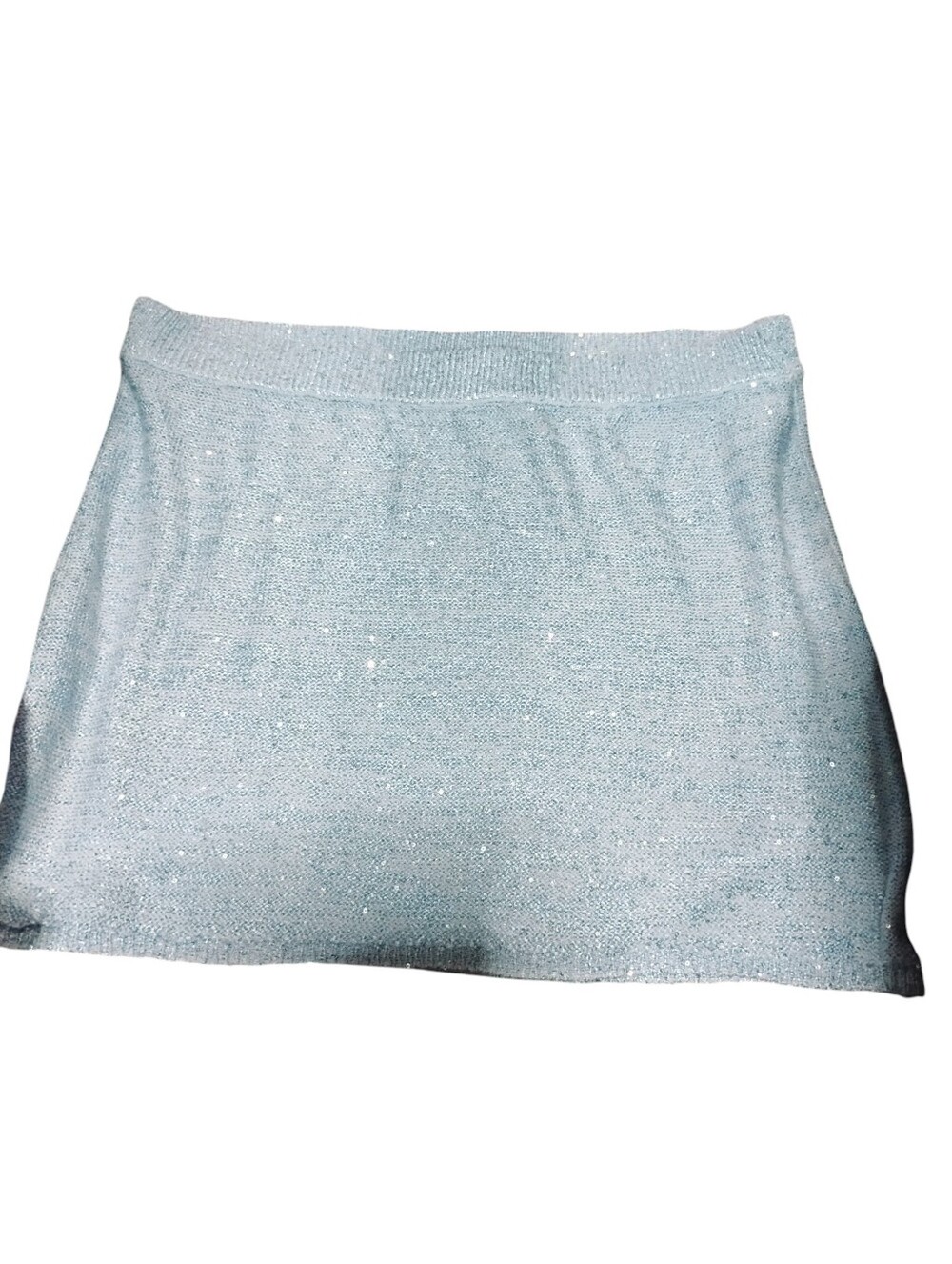 ❤️Skirt Only Nwt Light Blue Knit Mini Skirt - Women's Sequin Detail